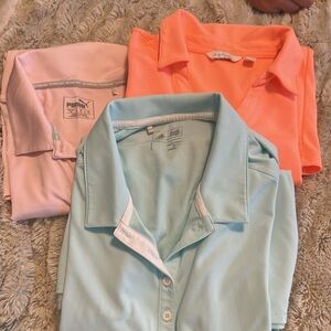 NWOT- Set of 3 women’s golf polos- adidas, puma and lady Hagan size L